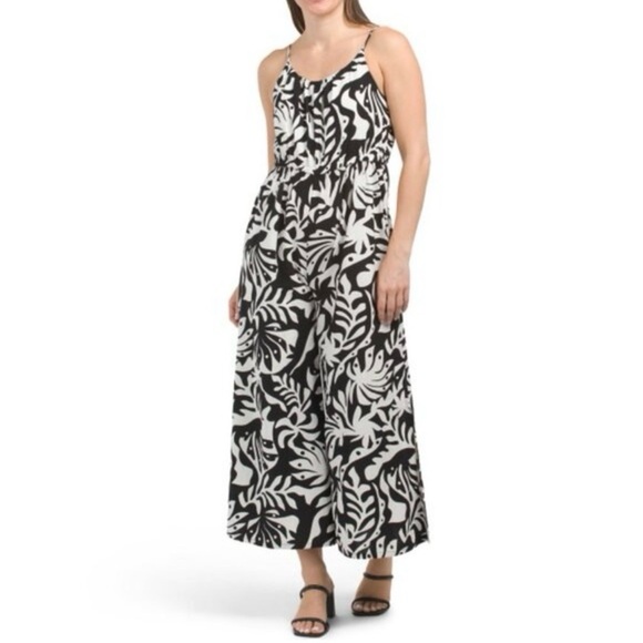 Rachel Zoe Pants - NWT Rachel Zoe Palm Print Linen Blend Wide Leg Jumpsuit Romper L